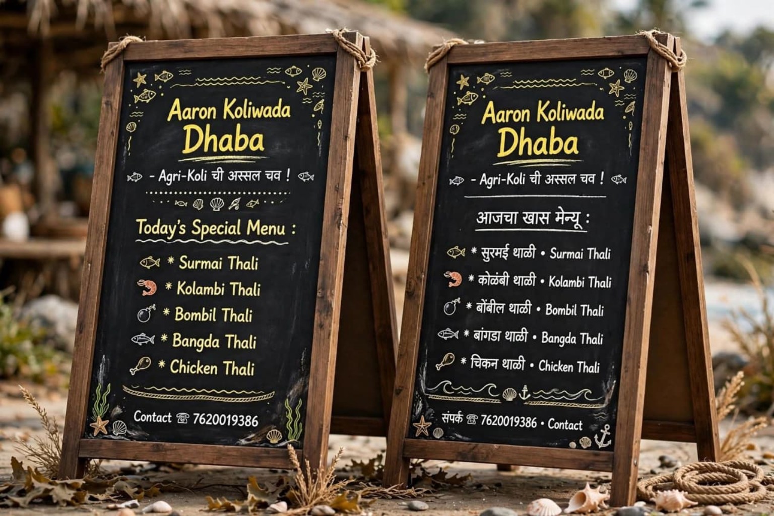 Aron Koliwada menu board